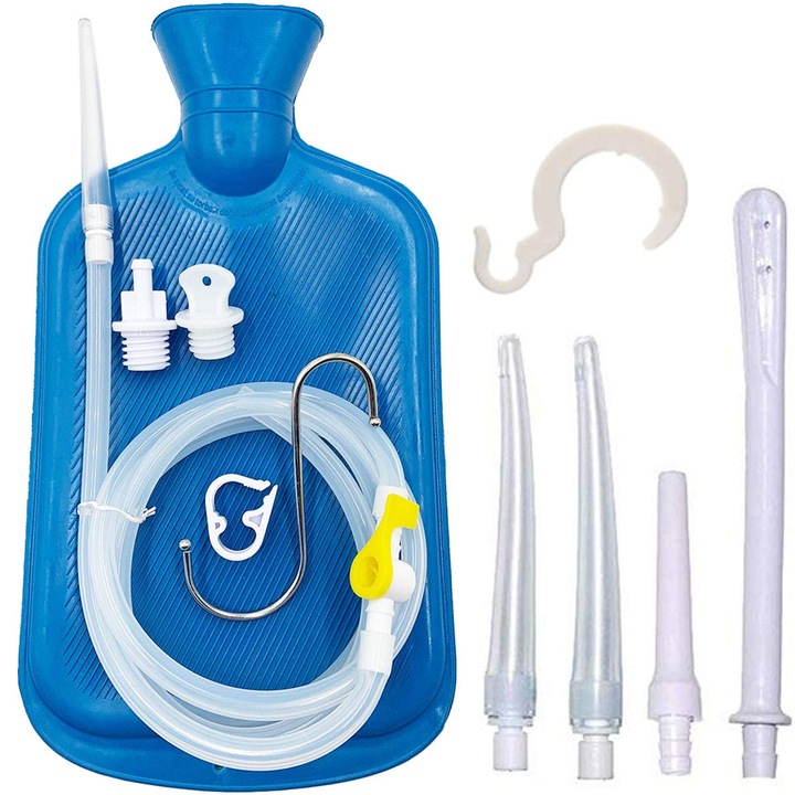 Kit clisma 2L, furtun din silicon de 1.5m, 5 duze reutilizabile ...