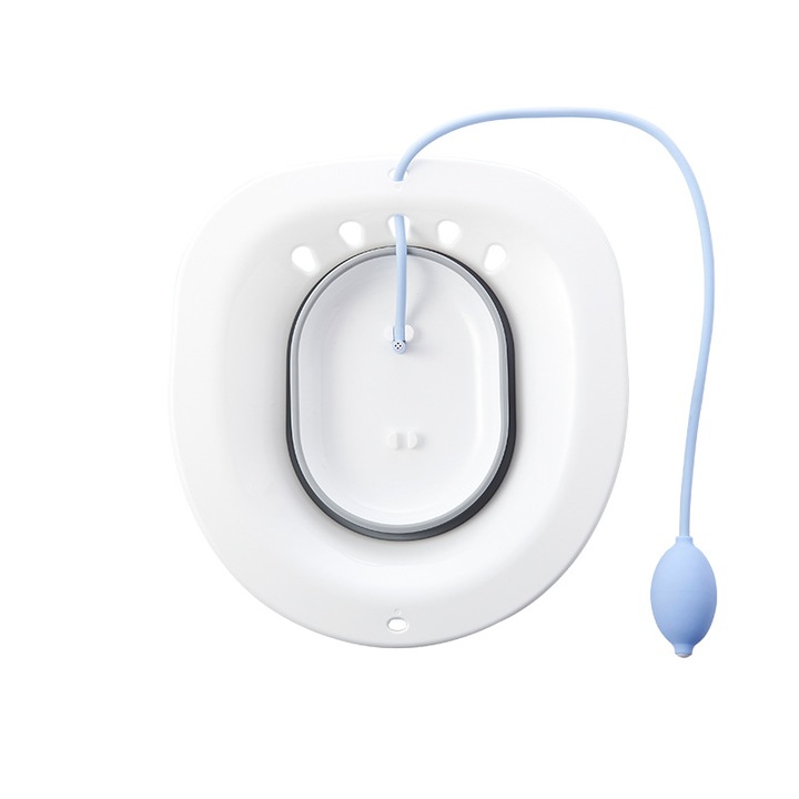 WeGo Line Седяща купа 2 в 1, с пара и водна струя, за хемороиди, интимна хигиена, медицинско оборудване с регулируем иригатор, бяло/сиво