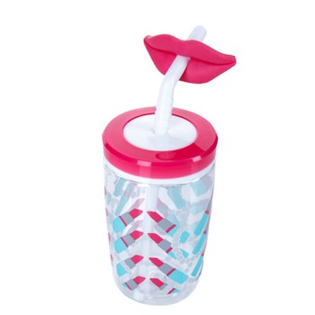 Cana cu pai cu buze pentru copii - FUNNY STRAW Cherry Blossom Lips 470 ml, Contigo Cana cu pai cu buze pentru copii - FUNNY STRAW Cherry Blossom Lips 470 ml, Contigo