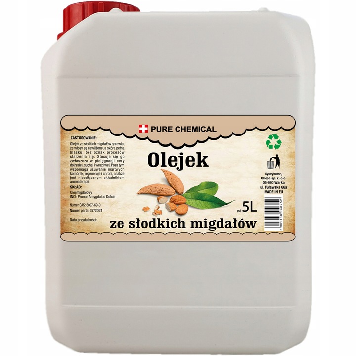 Ulei De Migdale Dulci Natural Pur, Chosa, 5l, Calitate Farmaceutica Bogat In Vitamine, Elixir Pentru Hidratarea Pielii Si Parului, Materie Prima Pentru Productia Cosmetica, Baza Masaj Profesional, Regenerare Intensa