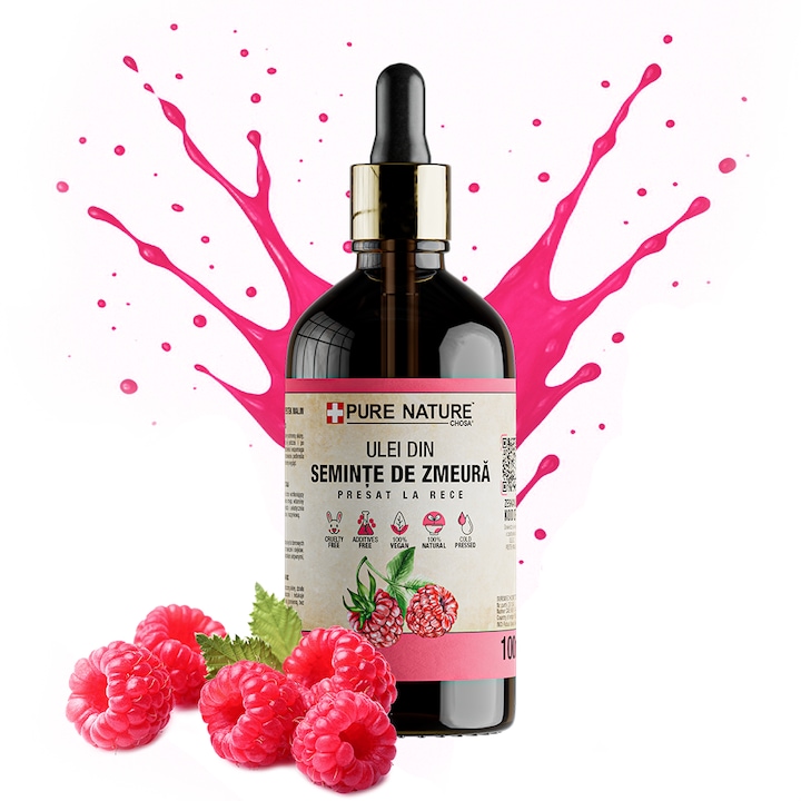 Ulei Din Seminte De Zmeura, Chosa, Pure Natural, 100ml, Regenerarea Pielii Si Protectie Uv, Serum Hidratant Pentru Fata