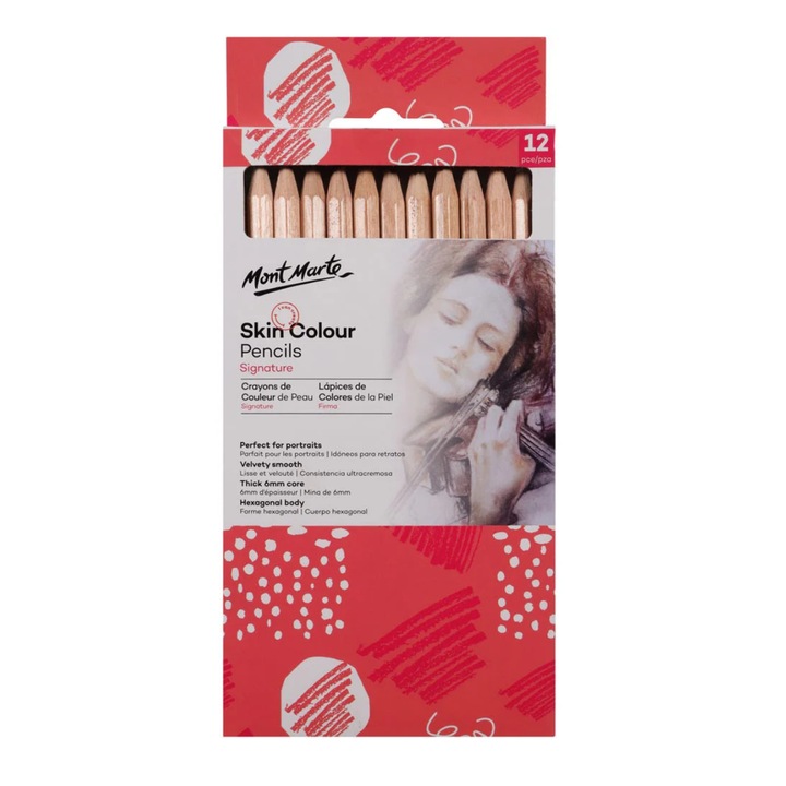 Creioane colorate Mont Marte 12 buc/set, culorile pielii