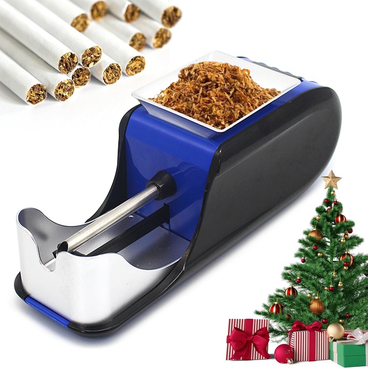 Aparat Electric Profesional de Facut Tigari, RorAem®, Cu Accesorii Incluse, Tip Injector de Tutun, Design Ergonomic, Compact, Albastru