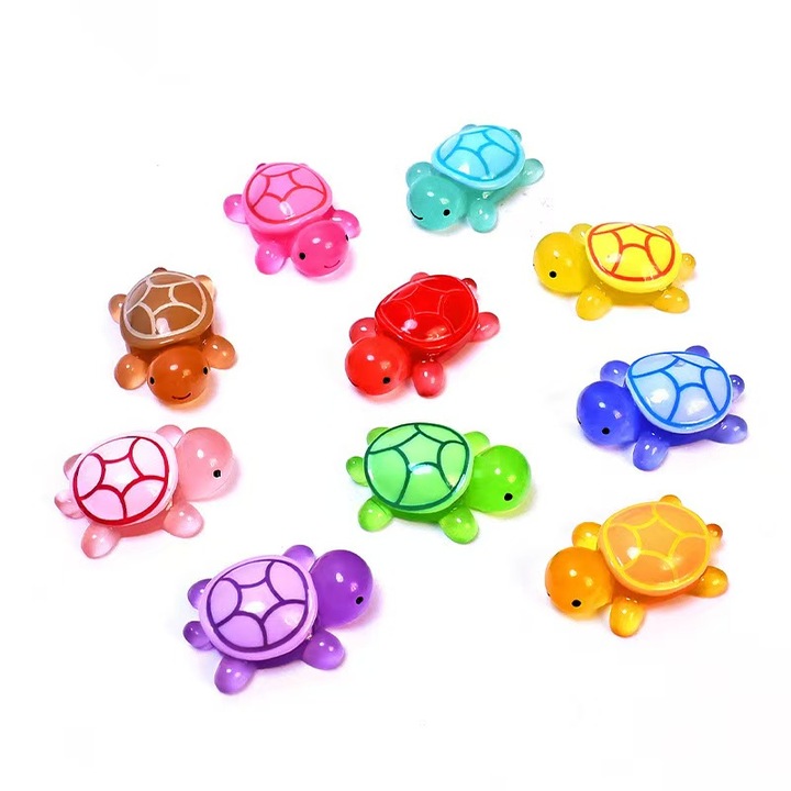 Set 20 figurine surpriza, broscute miniaturale luminoase, rasina, 5cmx1.7cm, multicolor