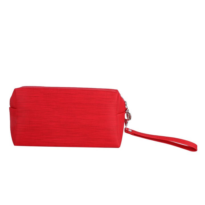 Козметичен несесер, червен, преносим дизайн, малък размер