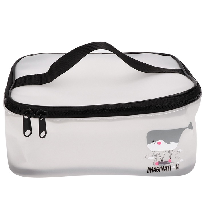 Полупрозрачен козметичен несесер, голям капацитет, водоустойчив, 23x17x11см