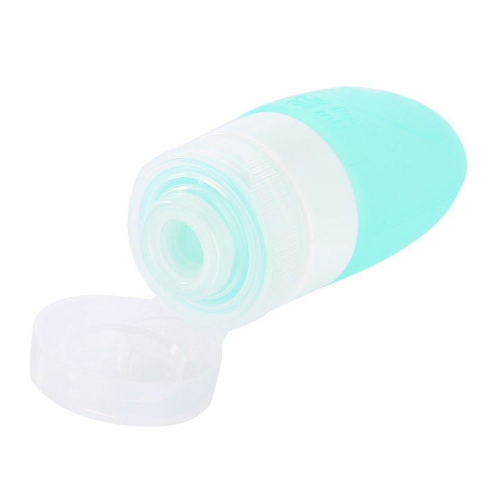 Sticla portabila pentru calatorii 37ML, material siliconic, verde