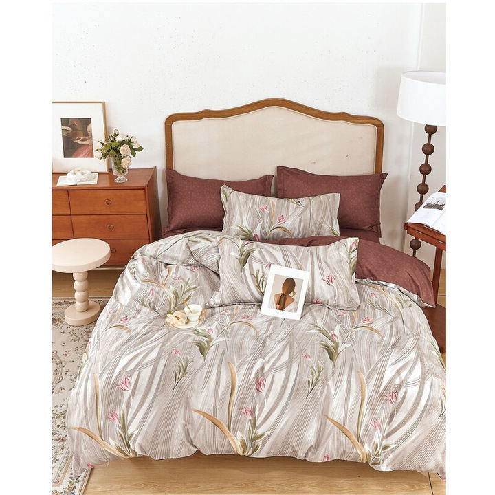 Nonsuch ágynemű, 6 részes szett, melanzs botanikai mintával, tarka