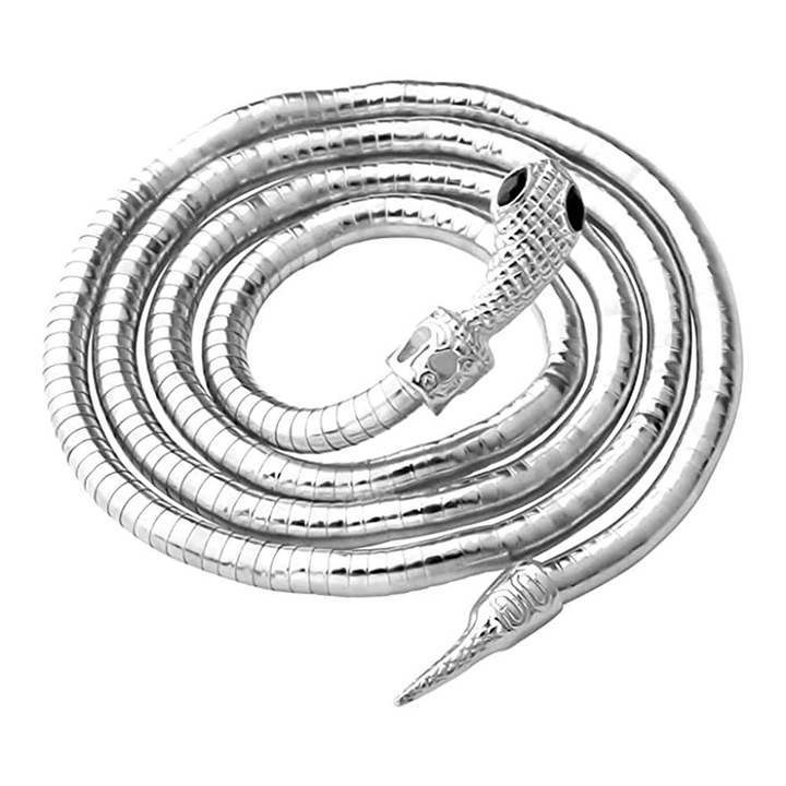 Colier flexibil din metal in forma de sarpe, argintiu