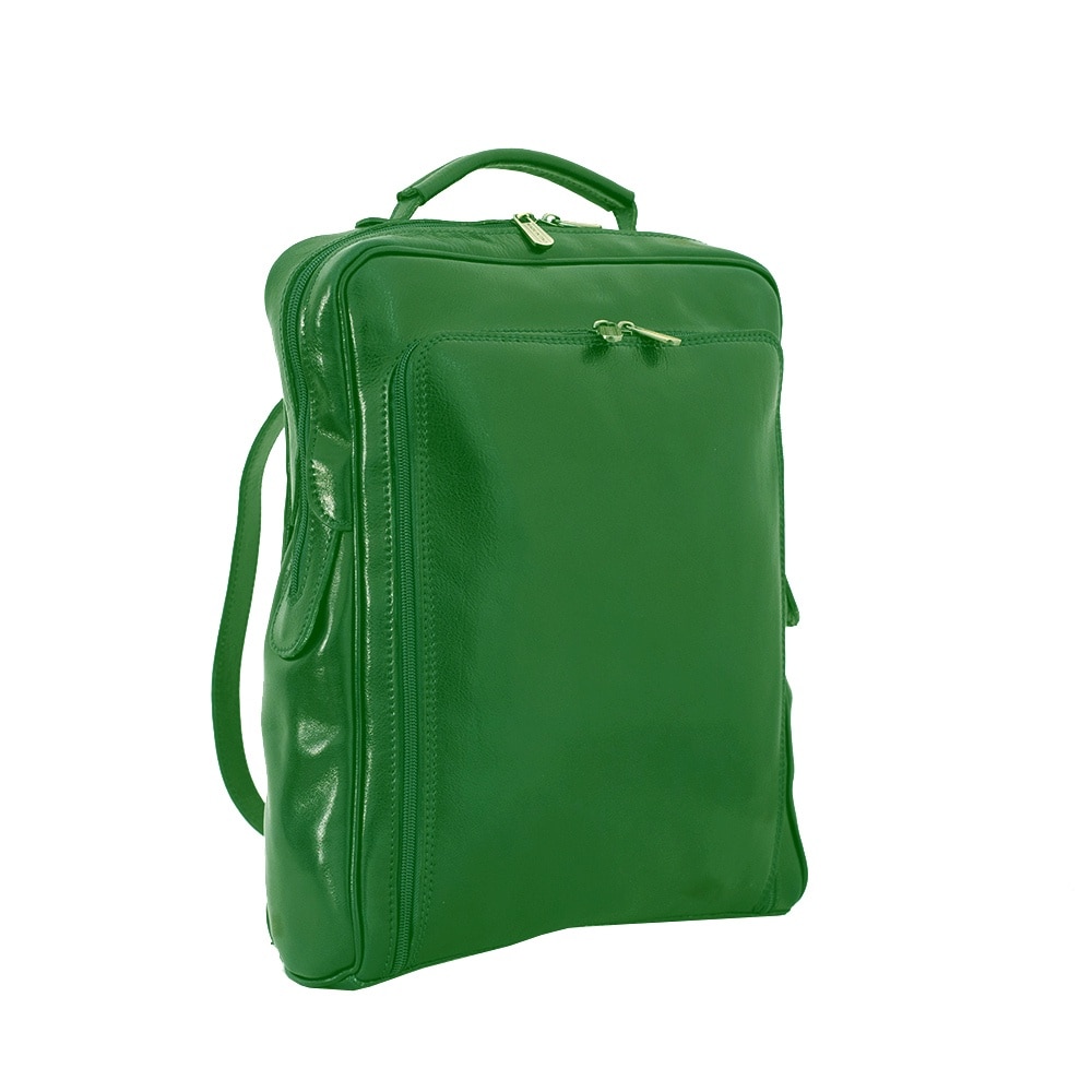 Rucsac pentru laptop din piele naturala, util land, verde, LR107V