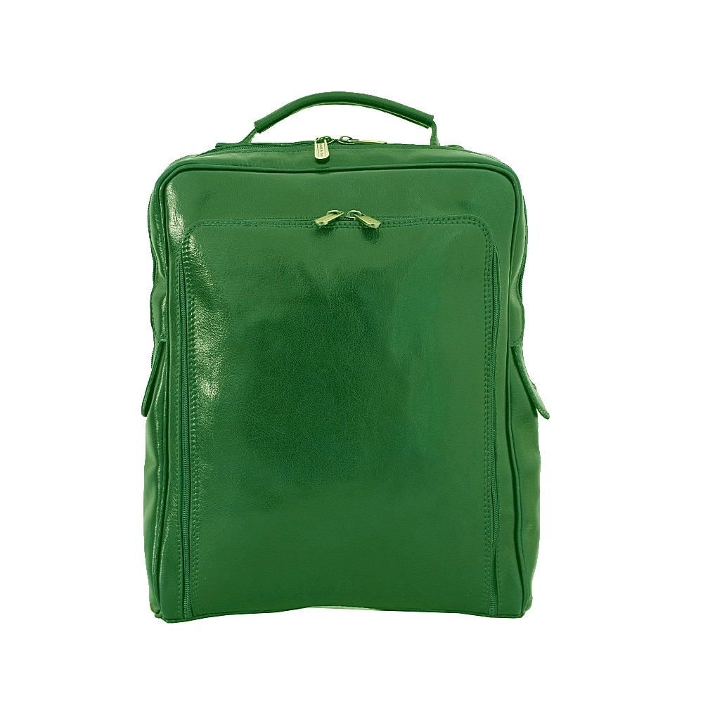 Rucsac pentru laptop din piele naturala, util land, verde, LR107V