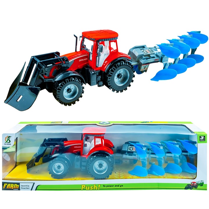 Tractor pentru Copii cu Frictiune si Plug