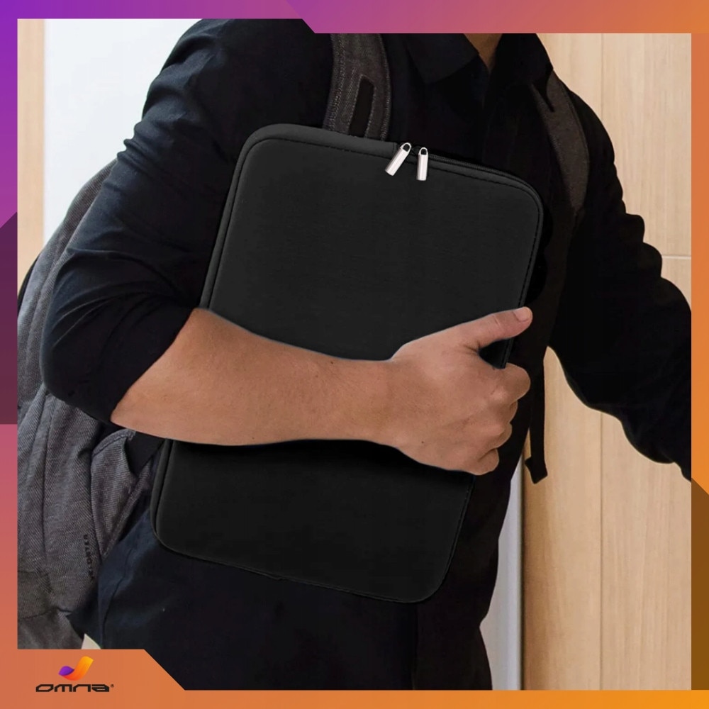 Husa pentru laptop, Omna, 17 inch, Neopren, Negru, Rezistent la apa, Captusit cu puf moale, Ideal pentru transport, Set inclus - geanta omna 17 inch