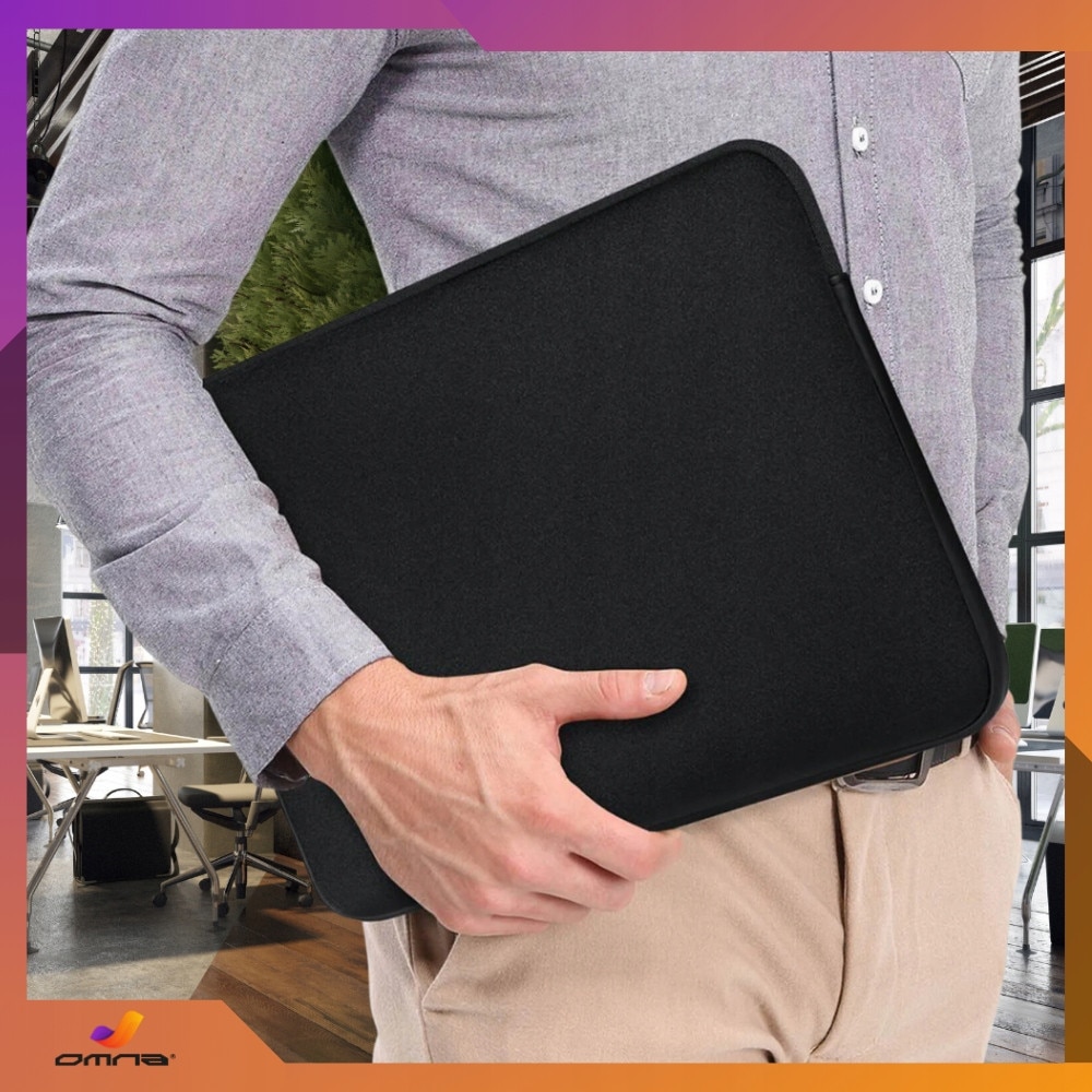 Husa pentru laptop, Omna, 17 inch, Neopren, Negru, Rezistent la apa, Captusit cu puf moale, Ideal pentru transport, Set inclus - geanta omna 17 inch