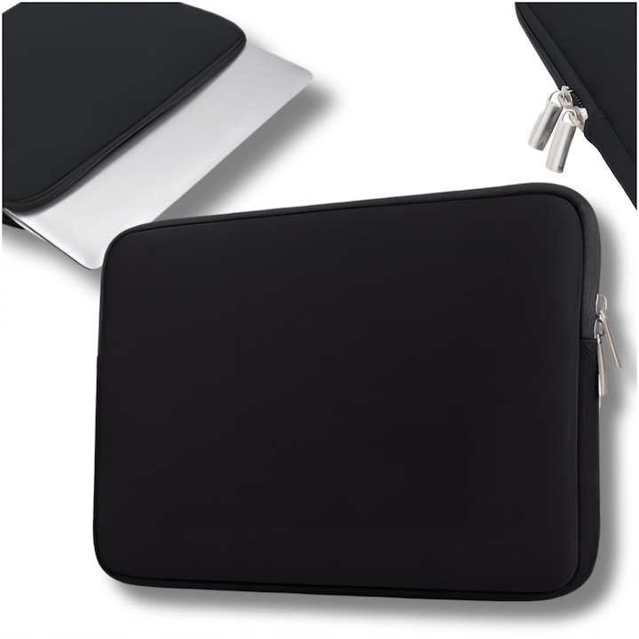 Husa pentru laptop, Omna, 17 inch, Neopren, Negru, Rezistent la apa, Captusit cu puf moale, Ideal pentru transport, Set inclus - geanta omna 17 inch
