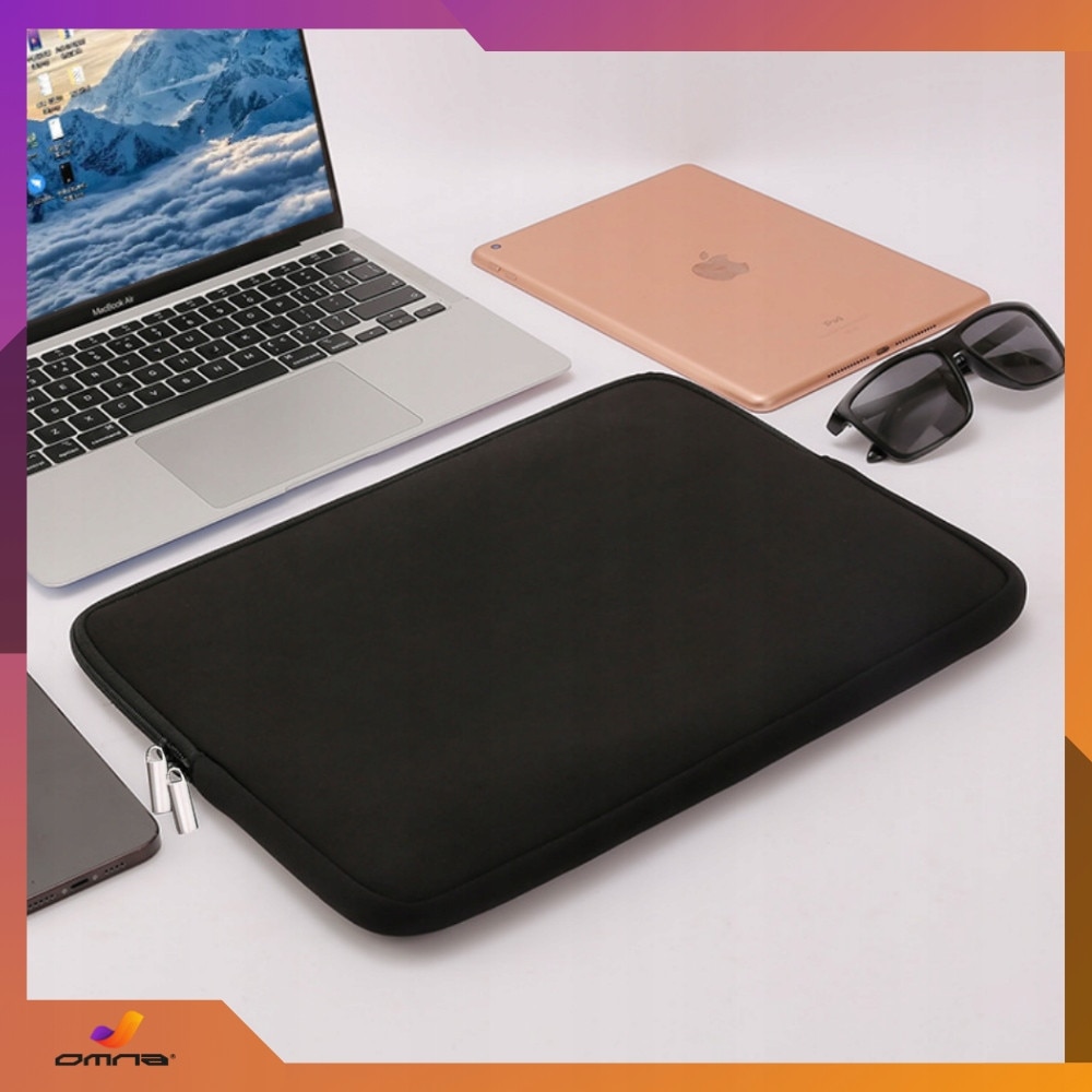 Husa pentru laptop, Omna, 17 inch, Neopren, Negru, Rezistent la apa, Captusit cu puf moale, Ideal pentru transport, Set inclus - geanta omna 17 inch