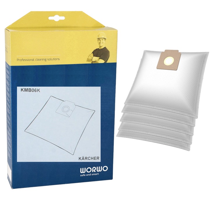 Sac aspirator Perfect Bag Worwo KMB06K, professional pentru Karcher, 5 saci aspirator