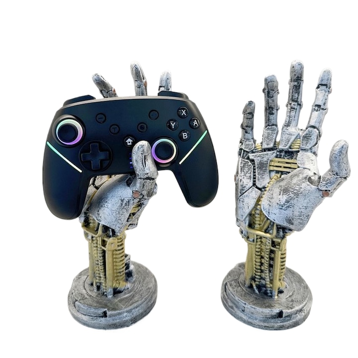 Állvány játékvezérlőhöz egyedi tervezésű Cyberpunk stílusú, PS/Xbox/Switch kompatibilis, fémes szín