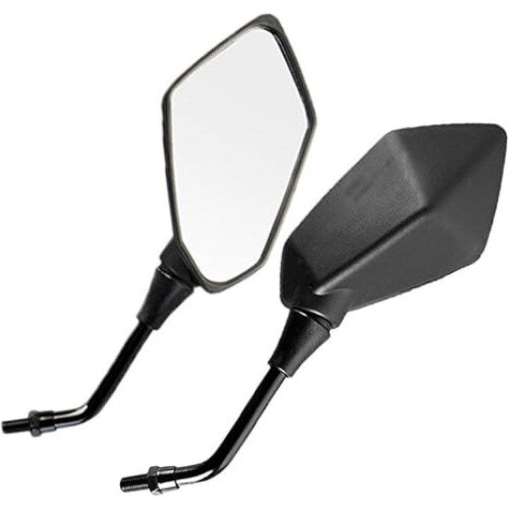 Oglinda pentru motocicleta, oglinda laterala universala cu surub de 8 mm, oglinda cu clema pentru ghidon de 7 inci, oglinda de inalta definitie, rezistenta la explozie, oglinzi pliabile pentru ghidon, JENUOS®, oglinda laterala de capat (pachet de 2)