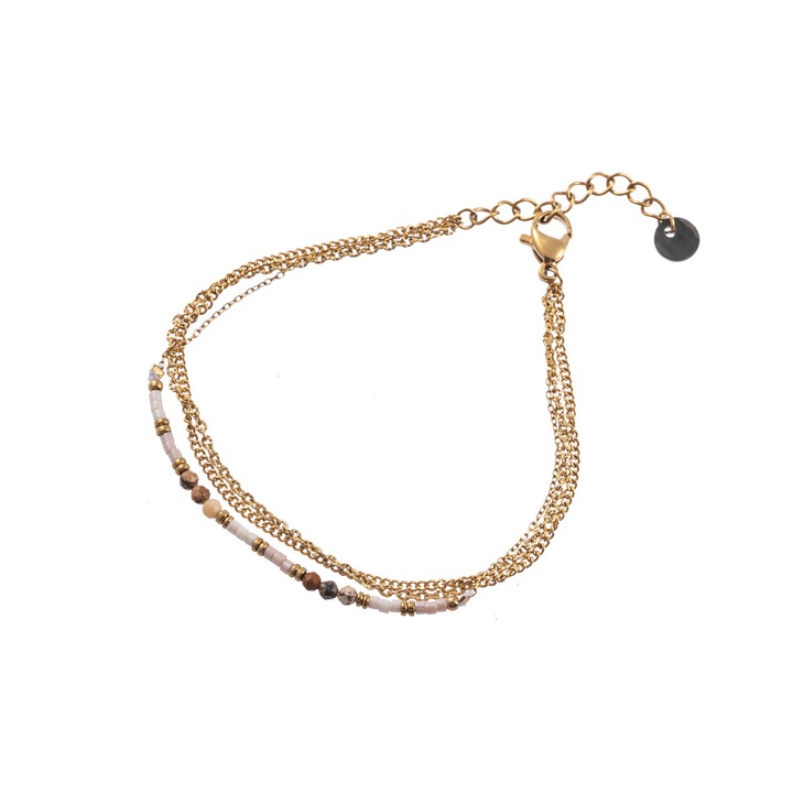 Bratara 3 lines Beads, inox aur