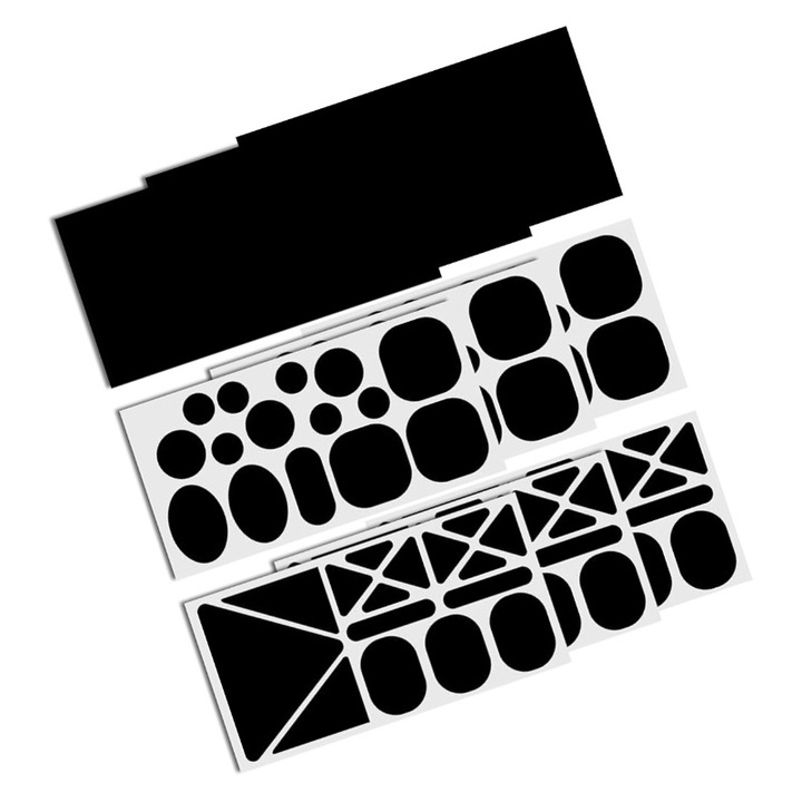 Set 9 Petice pentru jachete, patch-uri de reparatii autoadezive din nylon, include diferite forme si dimensiuni, pentru jachete, saci de dormit, imbracaminte, corturi, negru