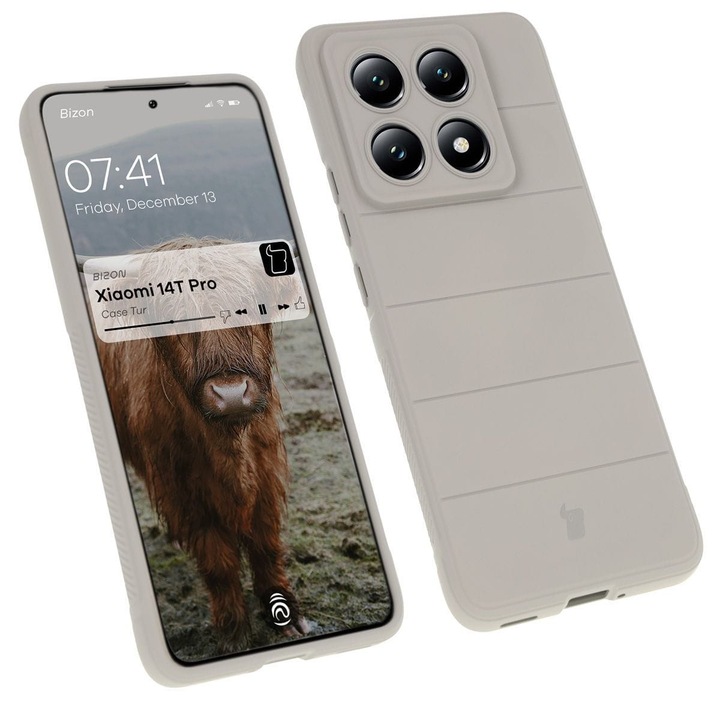 Калъф, Bizon Case Tur, Xiaomi 14T Pro, Светло сиво