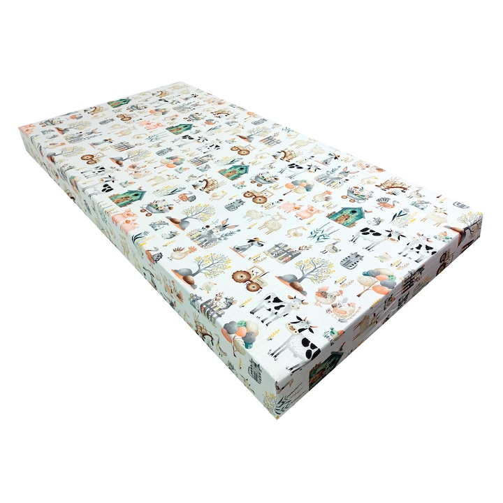 Cearceaf cu elastic din bumbac ferma in patut 120 x 60 cm