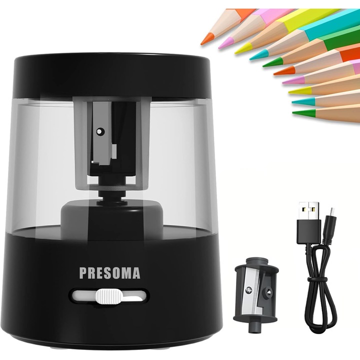 Ascutitoare electrica, Lama pentru ascutire rapida, Diametrul aplicabil 6-8mm, 3 moduri, Conexiune USB, Lama din otel tungsten, Usor de curatat, portabila, Negr