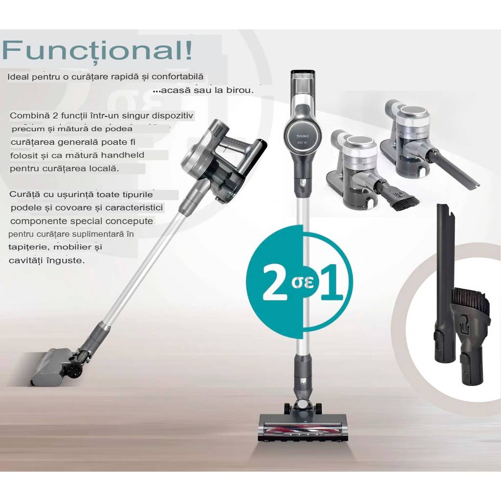 Aspirator BRUNO 2 in 1, 200W, culoare asemi