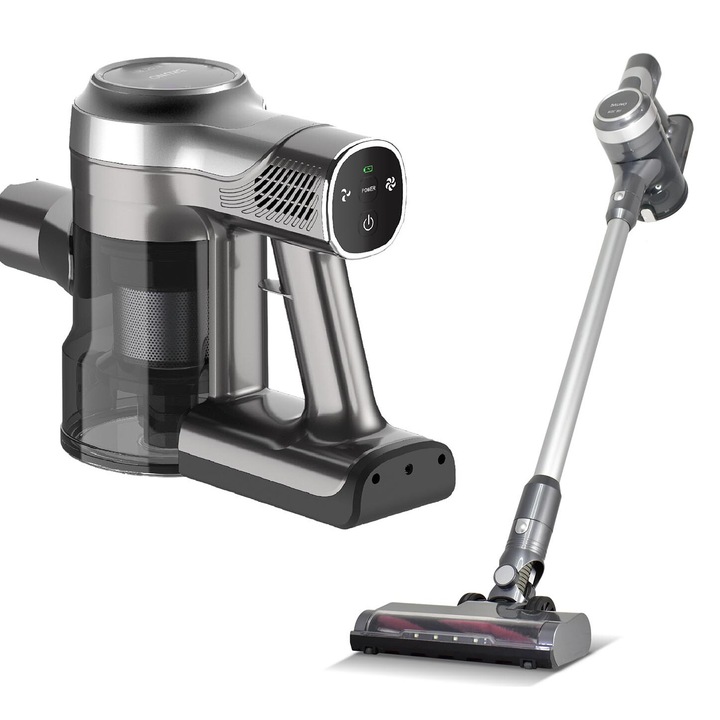BRUNO álló porszívó, 2 az 1-ben, BRN-0160, BLDC, Soft Start technológia, 200 W, LED világítás, 3 szűrési fokozat, ezüst