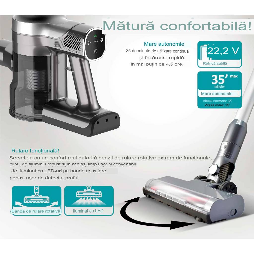 Aspirator BRUNO 2 in 1, 200W, culoare asemi