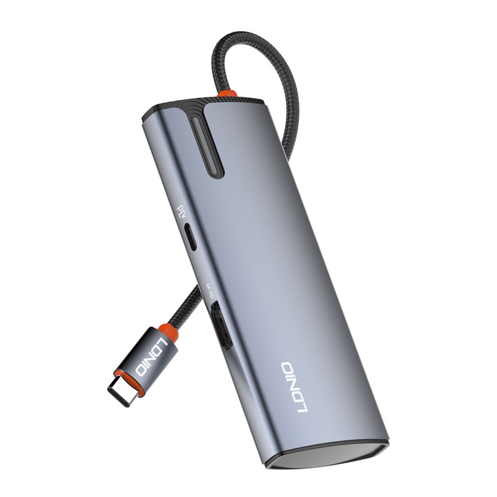LDNIO DS-15H докинг станция, 5 порта, USB-C, 4K, 100W PD, сива