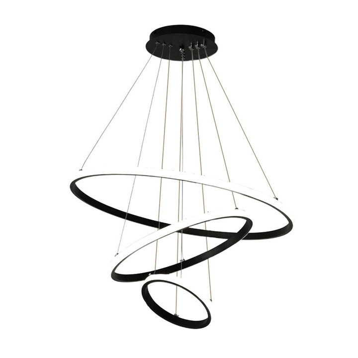 Lustra LED PowerTech HLL-0105, 44W, 4000K, 60x60cm, 3 corpuri, negru