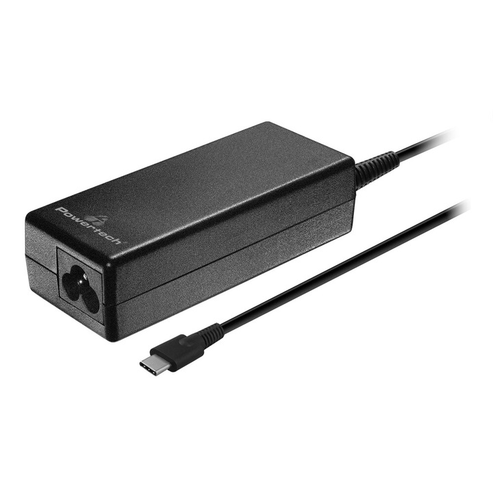 Зарядно за лаптоп PowerTech, USB-C PD 3.0, 65W, 107x48x28mm, 1.8m