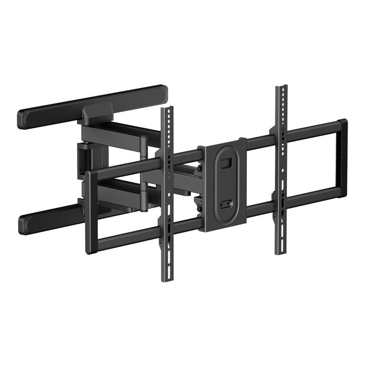 Стойка за телевизор PowerTech PT-1280, 43"-100", 60 кг, монтаж VESA, черна, размери 480x906x430mm