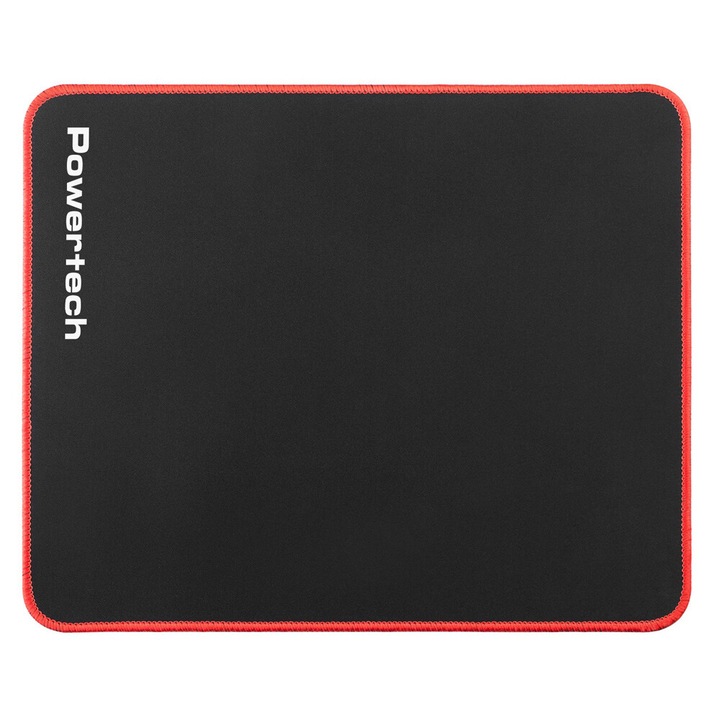 Mousepad gaming PowerTech PT-1282, 30x25cm, negru, baza anti-alunecare