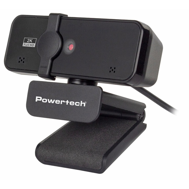 Camera web PowerTech PT-1291, 5MP, 2K Quad HD, microfon incorporat, 9x5.5x5.4cm