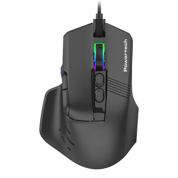 Mouse gaming PowerTech, PT-1274, RGB, 12000DPI, 123x82x45mm