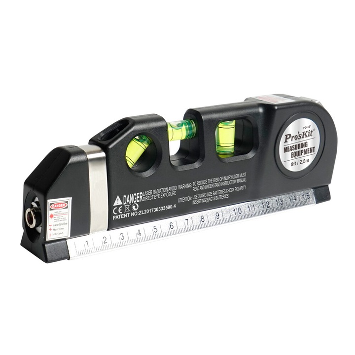 Nivel laser liniar PROSKIT PD-161-C cu fascicul rosu, banda de masura