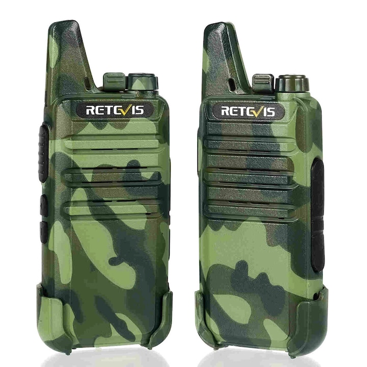 Transceiver wireless RETEVIS RT622, PMR, 16 canale, camuflaj, 2 buc