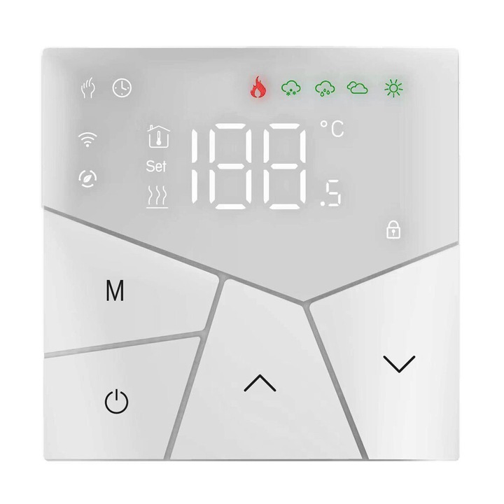 Termostat inteligent BHT-15GBLW, WiFi, design compact, alb, 86x86x12mm