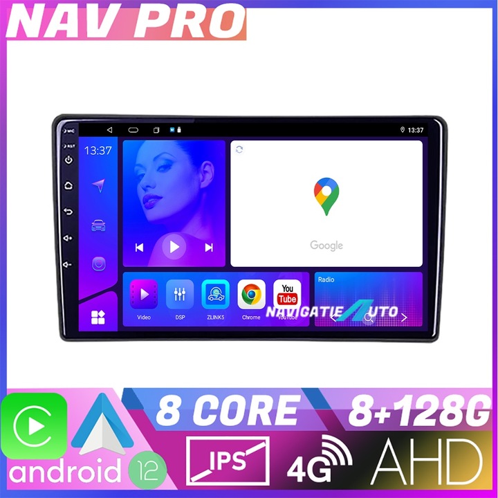 Специализирана универсална 2din-2 NAVTEC Android навигация 720P екран Octa Core 8+128 Carplay Android auto v1