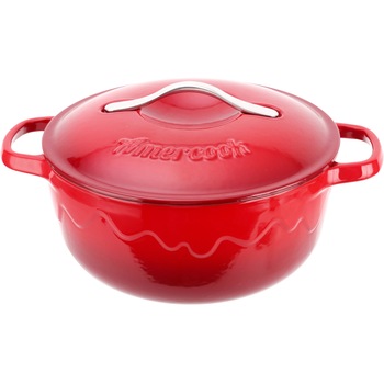 Oala cu capac fonta Amercook Alfetta, 22 cm, 2.9L, Inductie, Rosu