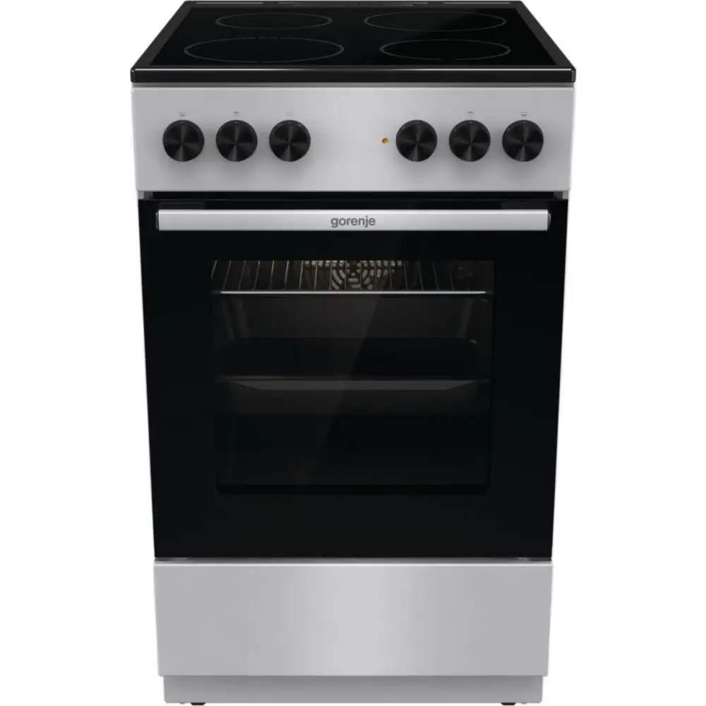 Aragaz electric Gorenje GEC5A61SG, Plita vitroceramica 4 zone, 70 l, 50 cm, Clasa A, Inox