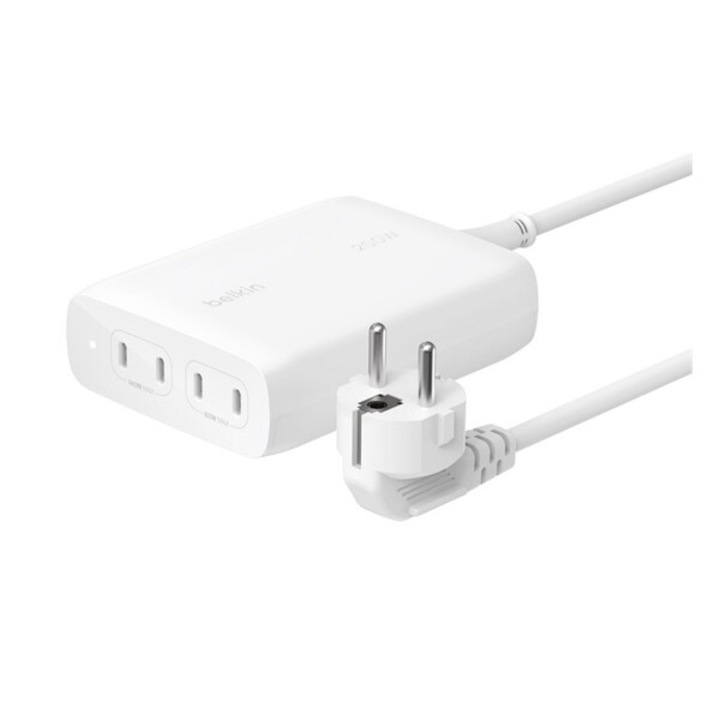 Belkin boost charge pro hálózati töltő állomás 4 type-c aljzat, 200w, gan, pd gyorstöltő 3.0, fehér