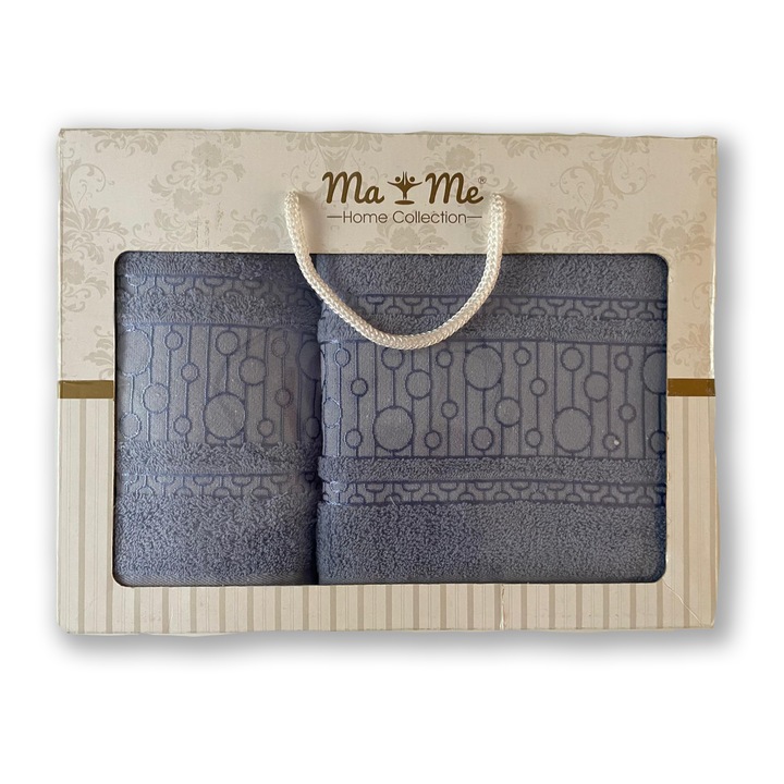 Комплект 2 кърпи за баня, 100% турски памук, 50x90, 70x140, сини