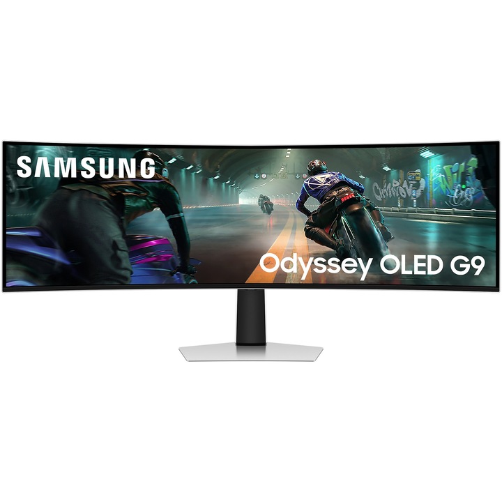 Hajlított OLED játékmonitor Samsung Odyssey G9 G91SD LS49DG910SUXEN, 49", DQHD (5120 x 1440), FreeSync Premium Pro, HDR10+, VESA DisplayHDR True Black 400, 0,03 ms (GTG), 144 Hz, szürke