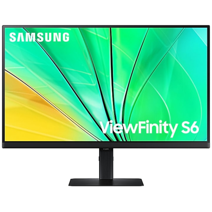 Монитор IPS LED Samsung ViewFinity S6, 27", LS27D600EAUXEN, QHD 2560 x 1440, HDMI, DisplayPort, USB, Pivot, 100 Hz, 5 ms, Черен