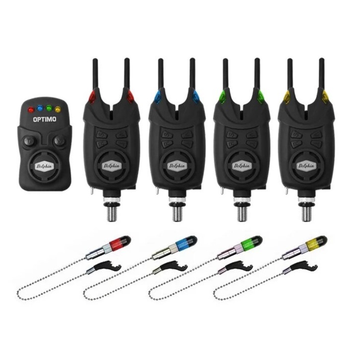 Set Avertizori si Statie Delphin Optimo 4+1, Pescuit Wireless