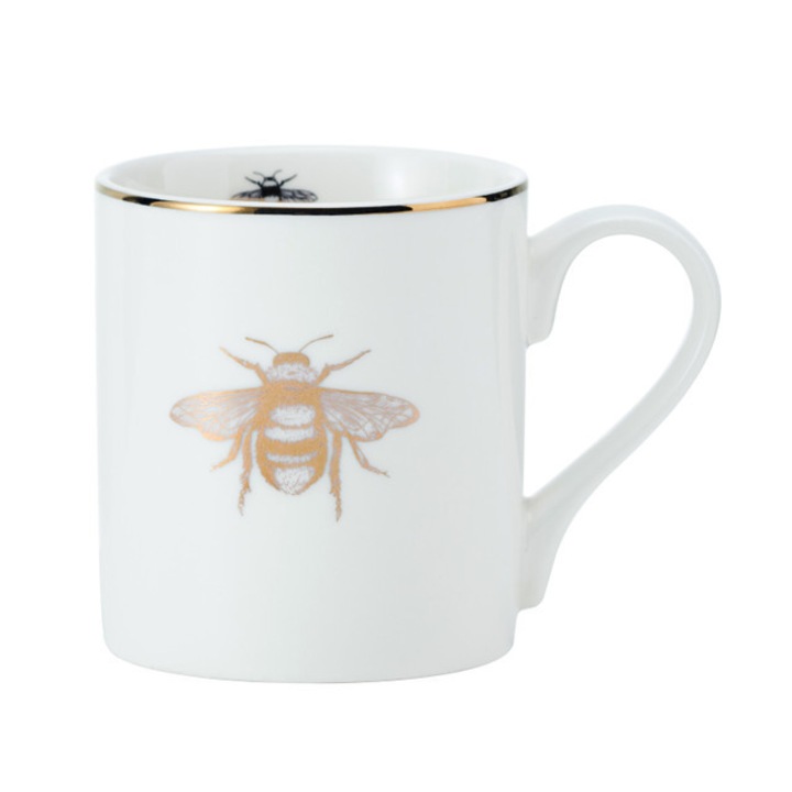 Mikasa Queen Bee porcelán bögre 280 ml, fehér, arany illusztrációval